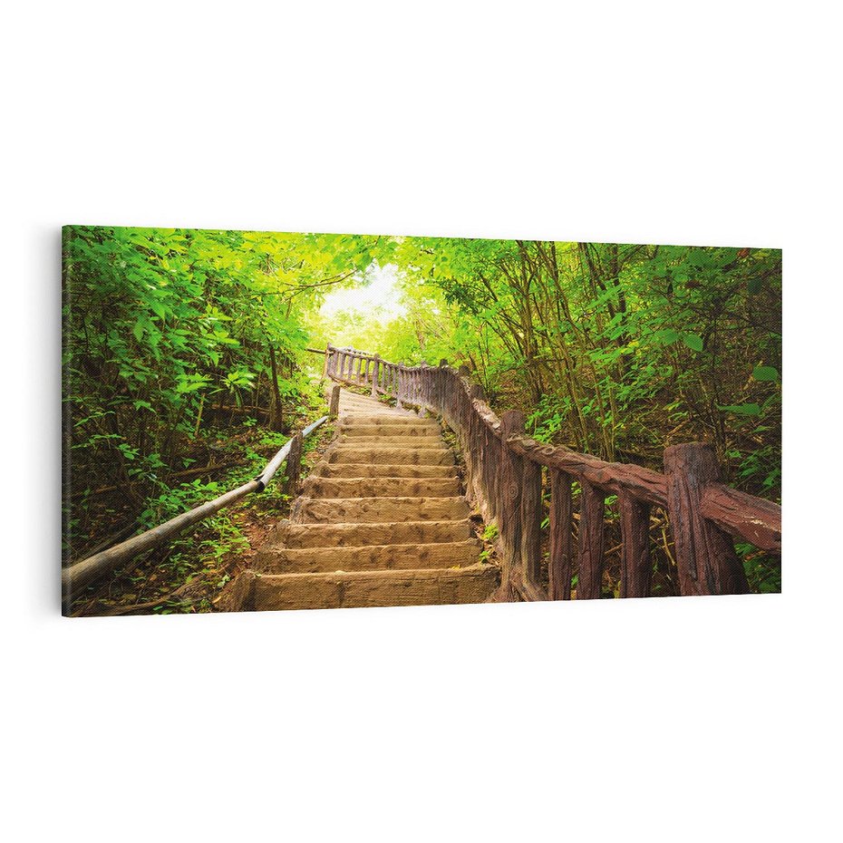 Obraz na płótnie 140x70 - Magiczne schody w lesie - schody, las