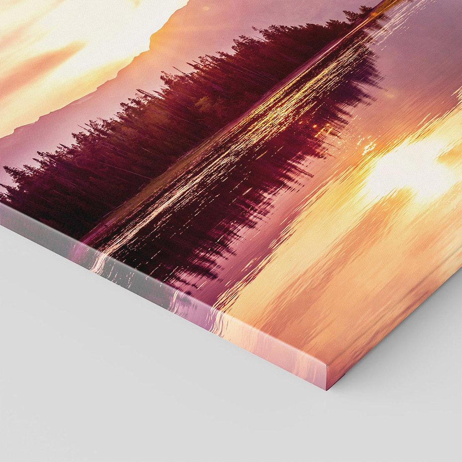 Obraz na płótnie 120x80 - Harmonia natury - góry, jezioro