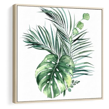 Obraz w ramie 50x50 - Przyjemność Złotej Natury - złote, liście - rama drewno