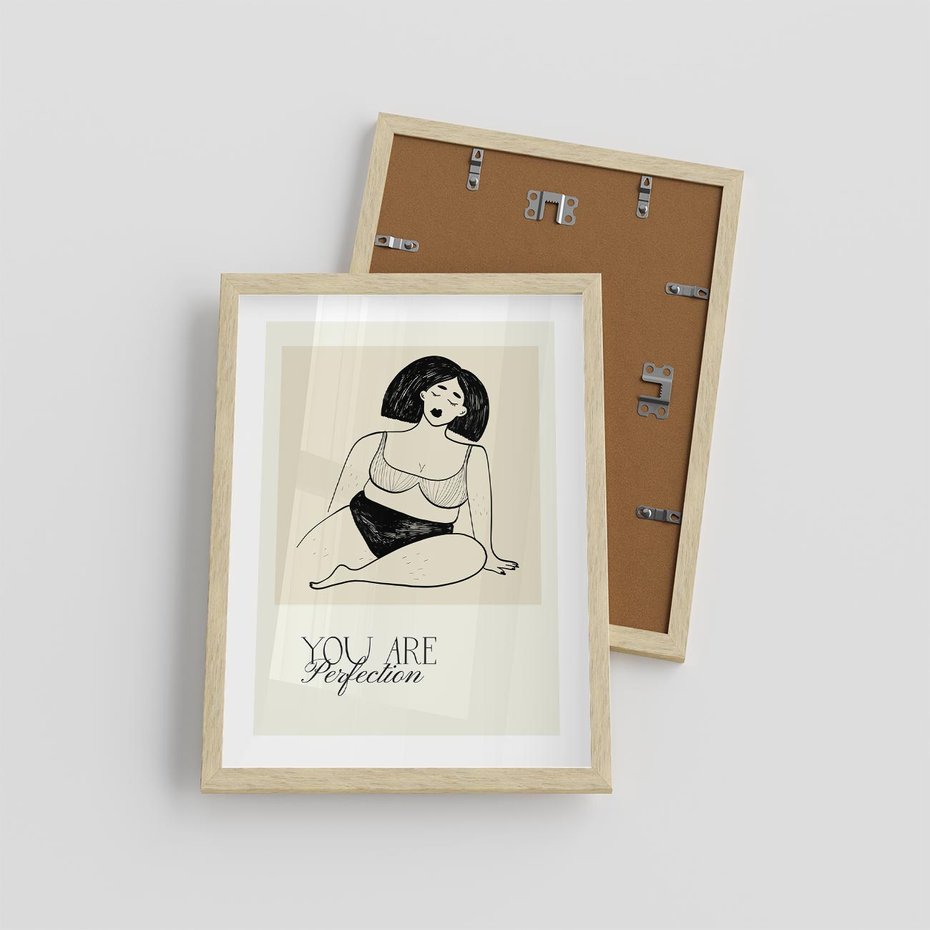 Plakat w ramie 30x40 - Harmonia Kształtów Bez Granic - siła kobiecości, rysunek - rama drewno