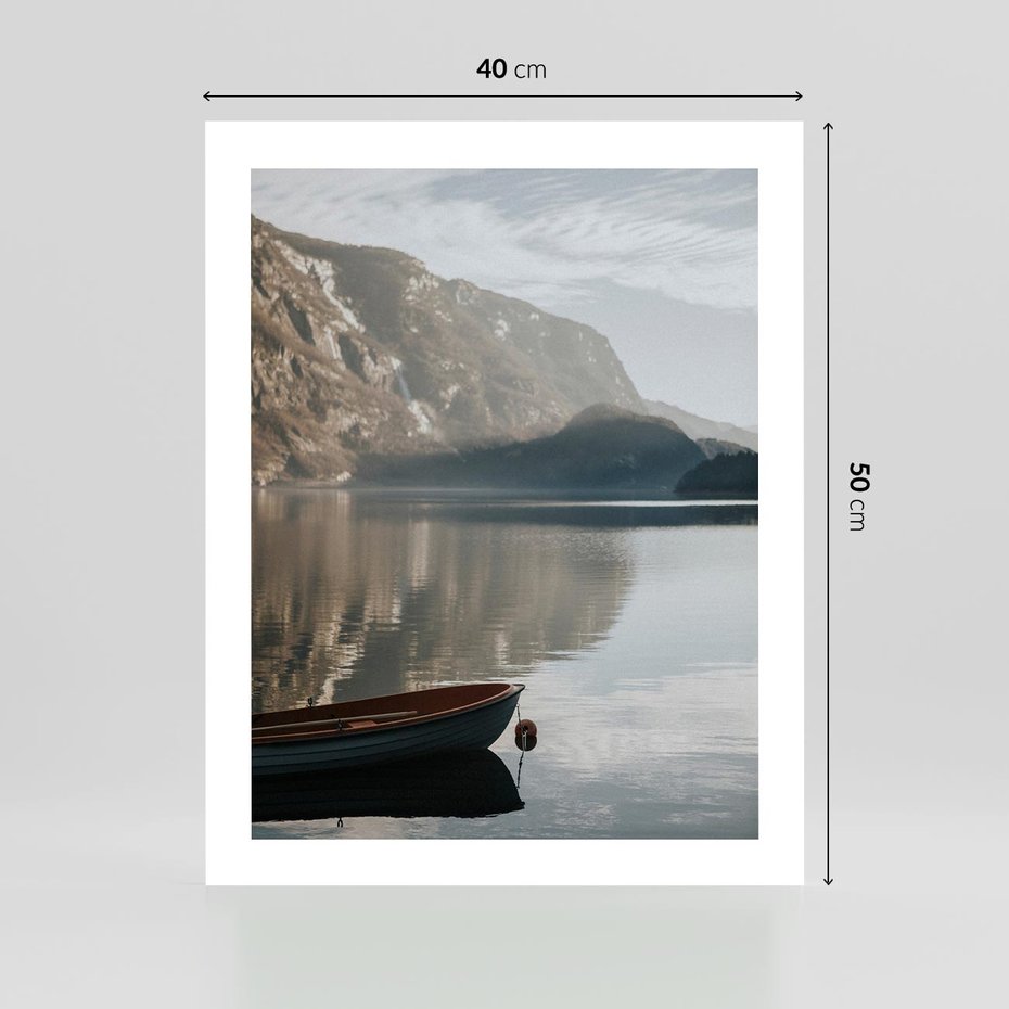 Plakat bez ramy 40x50 - Refleksje Natury - morze, łódka