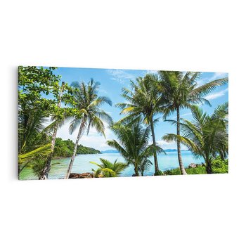 Obraz na płótnie 100x50 - Rajski wypoczynek - palmy, morze