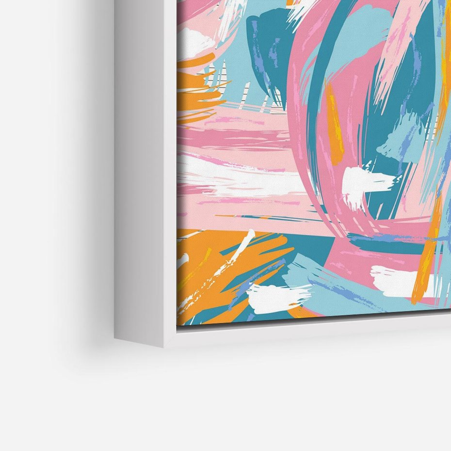 Obraz w ramie 80x80 - Refleksje w krainie abstrakcji - abstrakcja, energiczne pociągnięcia pędzla - rama biała