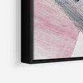 Obraz w ramie 50x50 - Kontrastujący Ruch Emocji - abstrakcyjne pasy farby, kolory róż szary czarny - rama czarna
