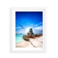 Plakat w ramie 40x50 - Morze na Łodzi - morze, łódź - rama biała