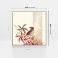 Obraz w ramie 50x50 - Kwiatowe Zanurzenie - japońska sztuka, ptak - rama drewno
