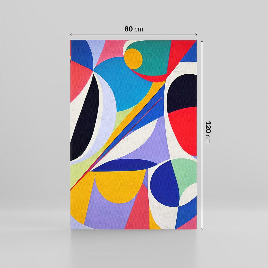 Obraz na płótnie 80x120 - Kolorowe Przesunięcia Kształtów - abstrakcyjny obraz olejny, żywe kolory