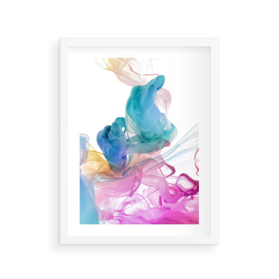 Plakat w ramie 30x40 - Abstrakcyjne Pastelowe Piękno - abstrakcja, pastelowe - rama biała