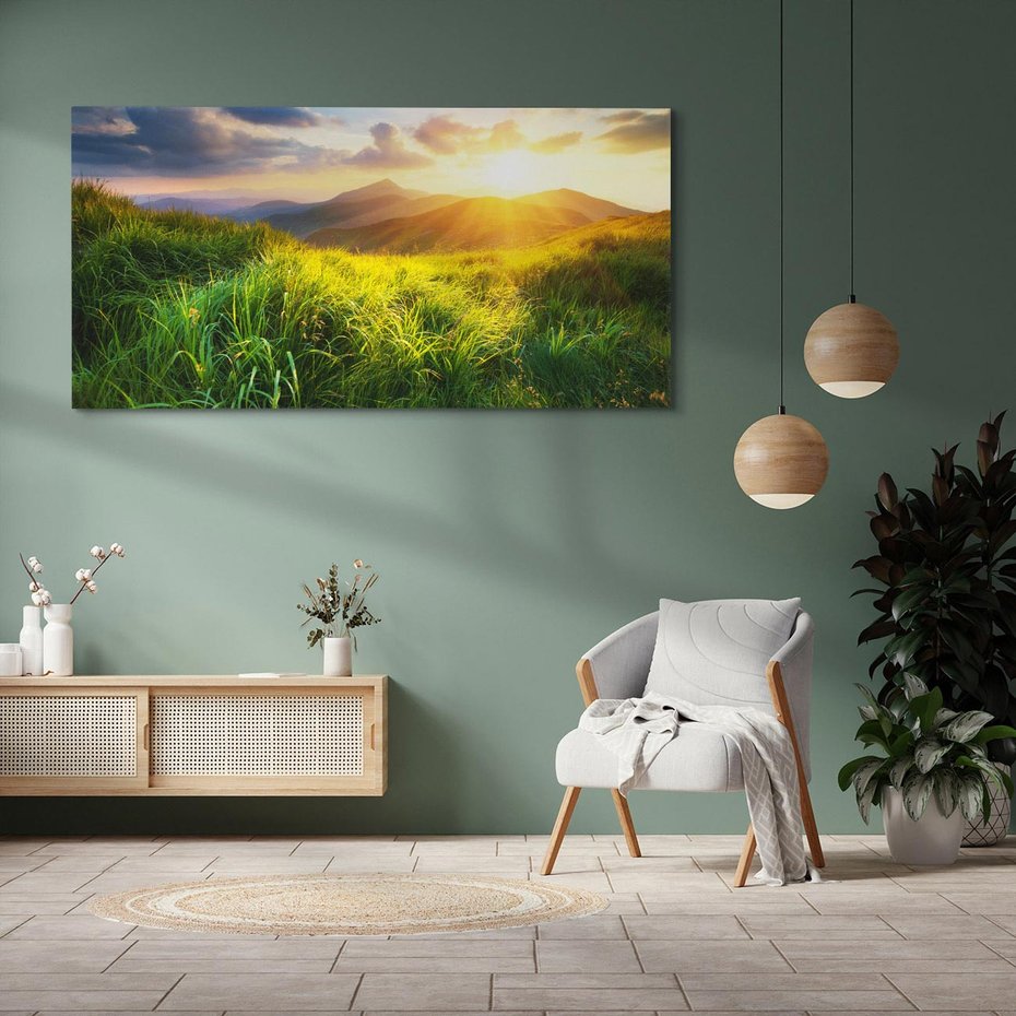 Obraz na płótnie 140x70 - Bliskość Natury - góry, łąka