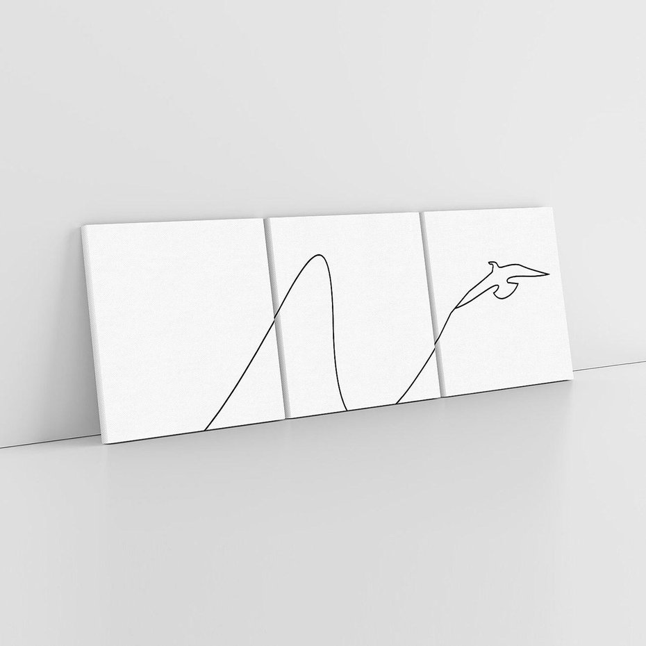 Obraz na płótnie 120x40 - Ptasia Linia - ptak, jaskółka