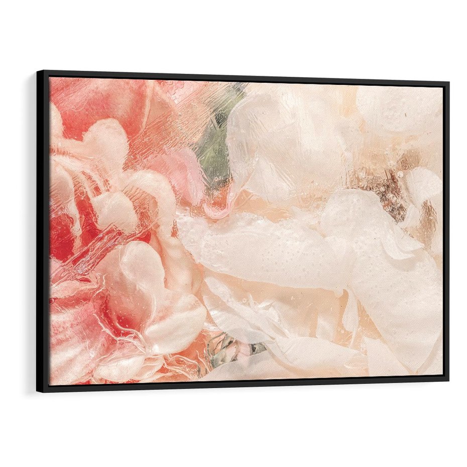Obraz w ramie 100x70 - Kwiatowe hafty marzeń - abstrakcja przypominająca kwiaty, róże - rama czarna