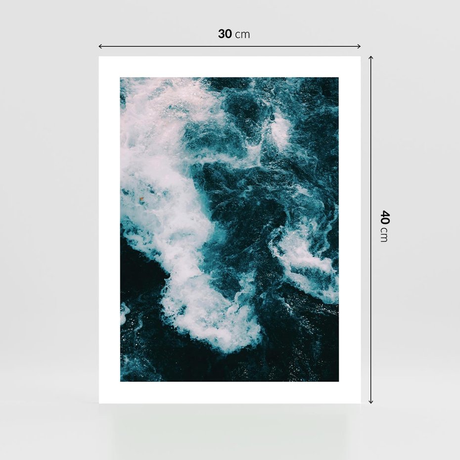 Plakat bez ramy 30x40 - Fale w Odcieniach Turkusu - ocean, fale