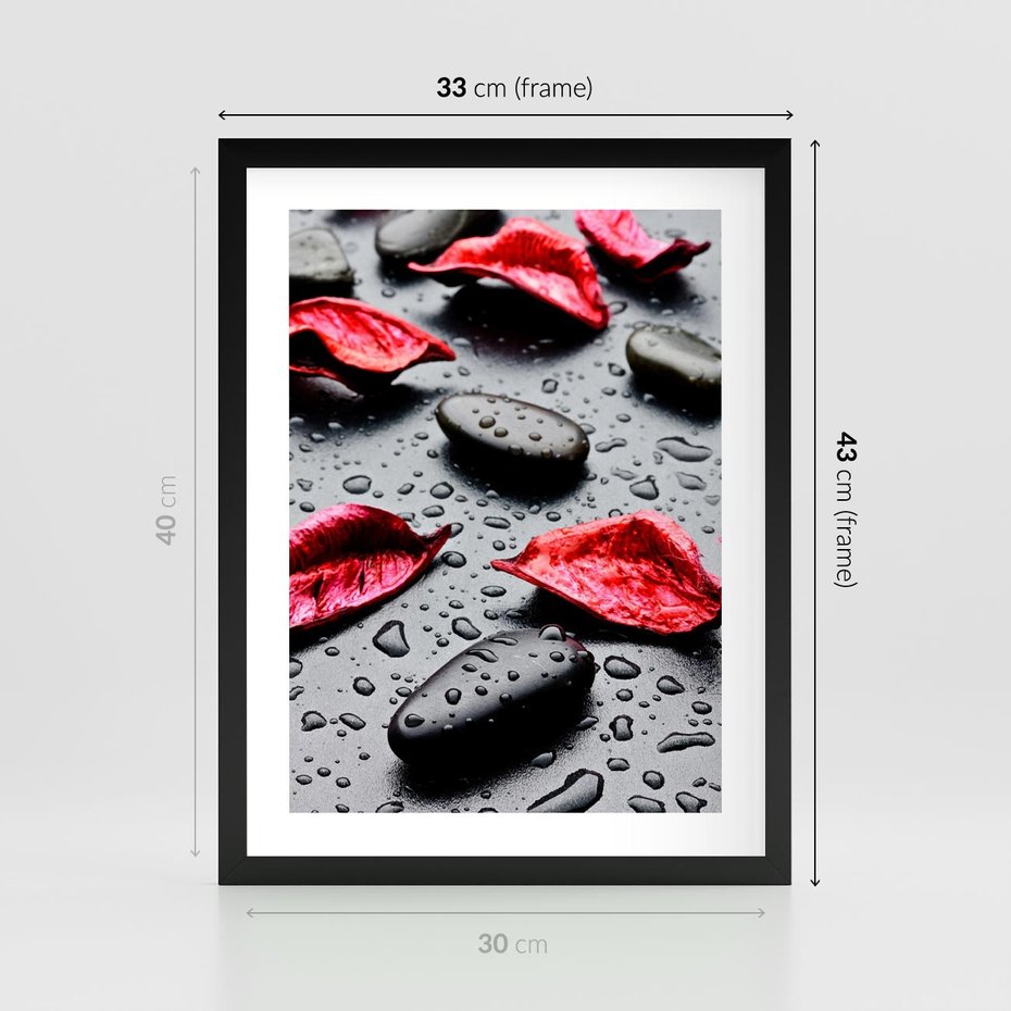 Plakat w ramie 30x40 - Spa wśród Natury - spa, kamienie - rama czarna