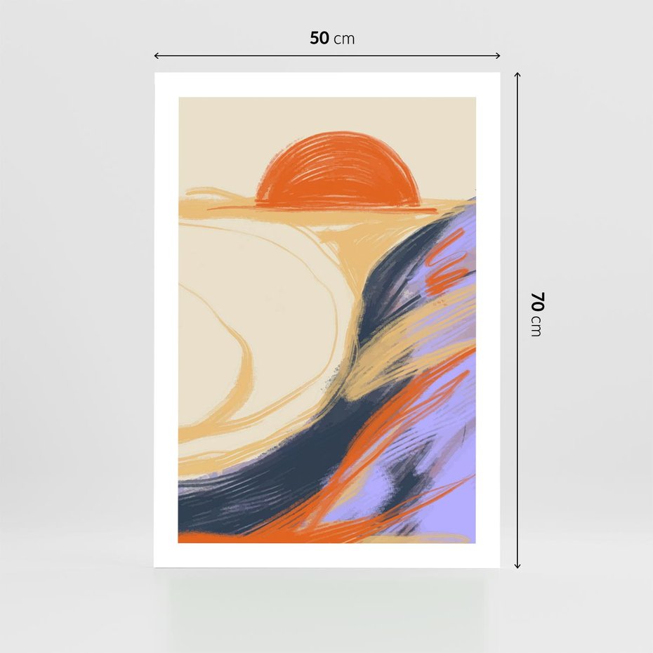 Plakat bez ramy 50x70 - Pomarańczowy Horyzont - pastelowy krajobraz, nowoczesny plakat