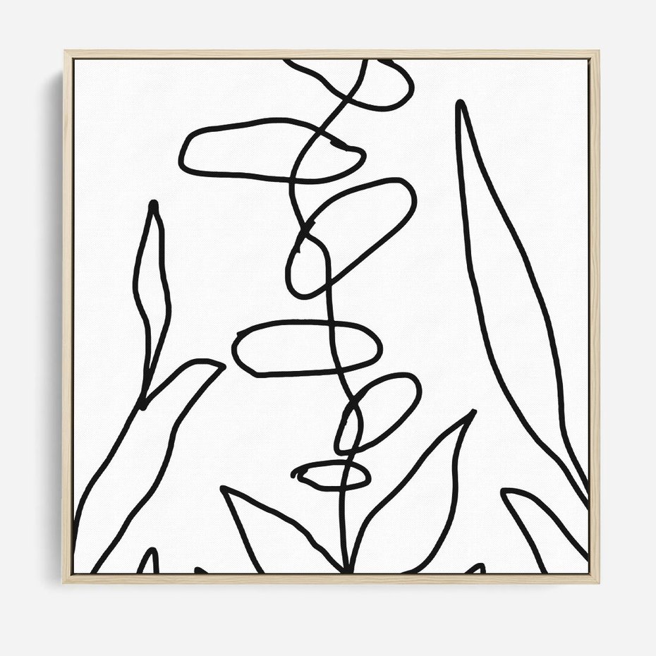 Obraz w ramie 50x50 - Liście Mocy - mroczna sztuka, minimalizm - rama drewno