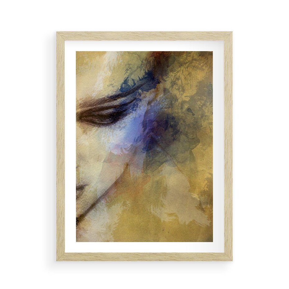 Plakat w ramie 50x70 - Graficzna ekspresja kobiecego portretu - portret, grafika - rama drewno