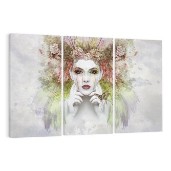Obraz na płótnie 120x80 - Abstrakcyjna Ekspresja - Twarz w Kwiatowym Wirze - abstrakcja, twarz