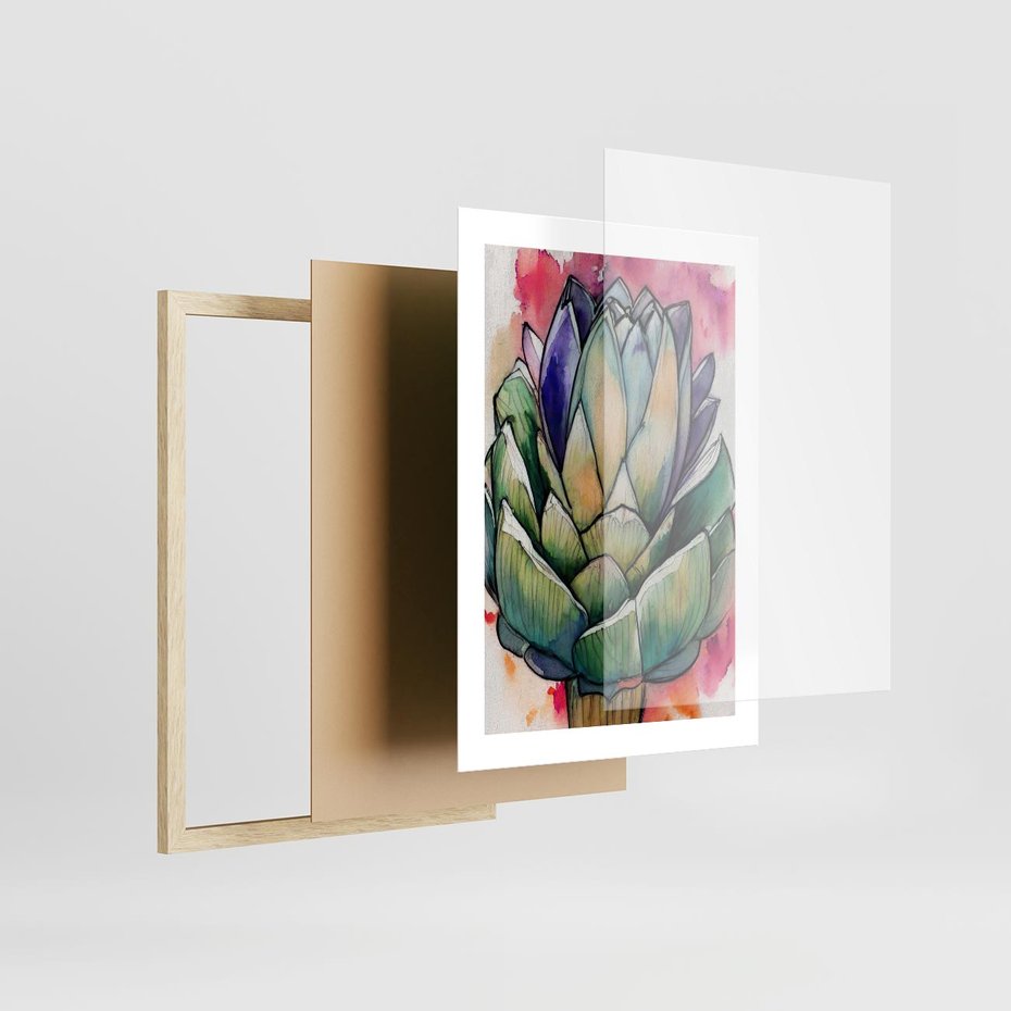 Plakat w ramie 30x40 - Estetyczna Roślina - abstrakcja, akwarela - rama drewno