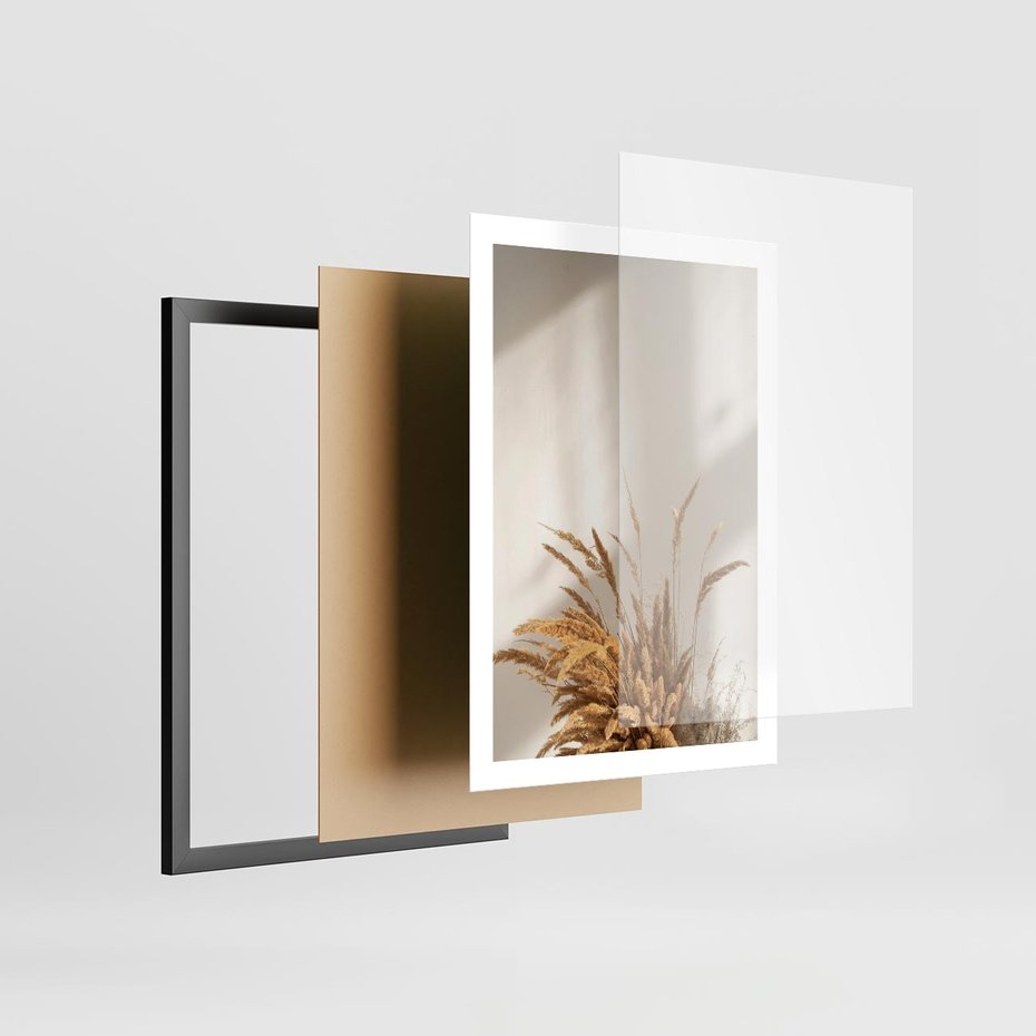 Plakat w ramie 50x70 - mpresyjne układy traw - boho, trawy - rama czarna