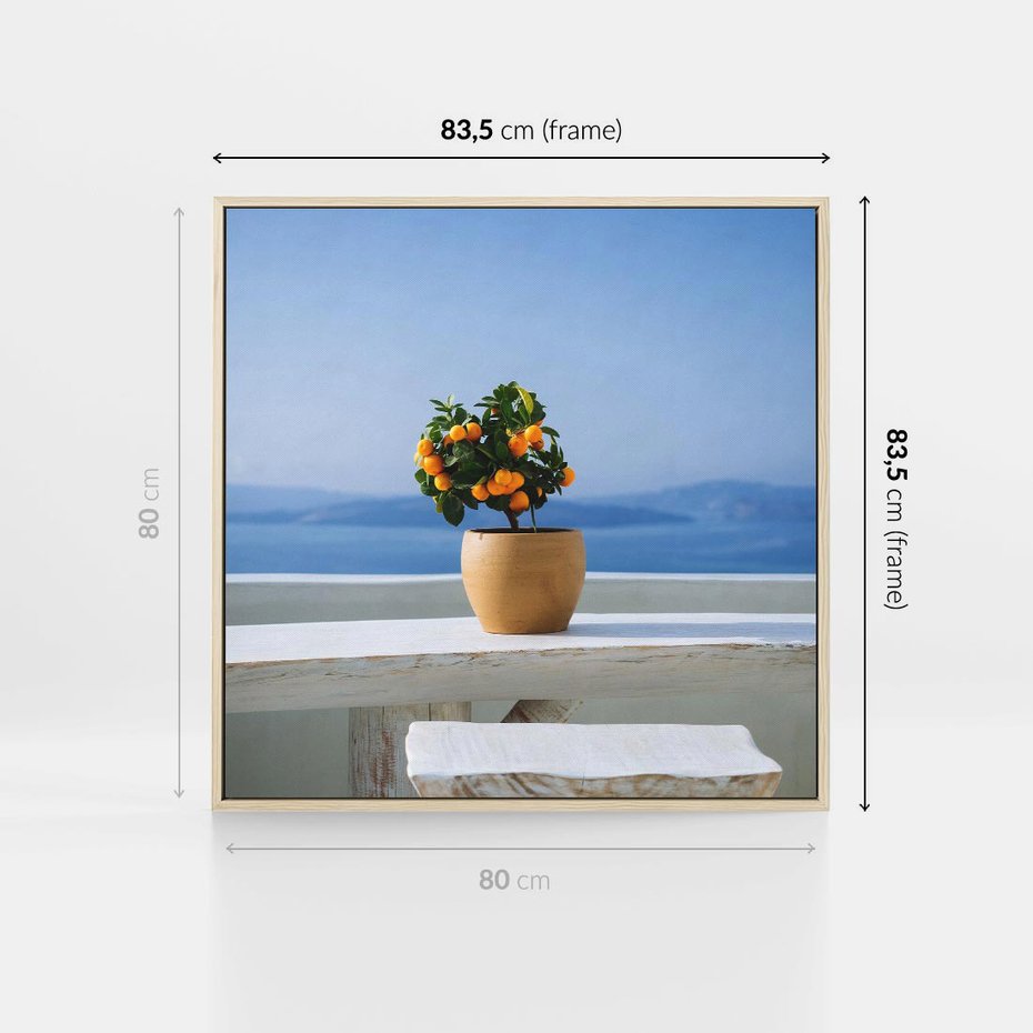 Obraz w ramie 80x80 - Uroki Santorini - Santorini, Grecja - rama drewno