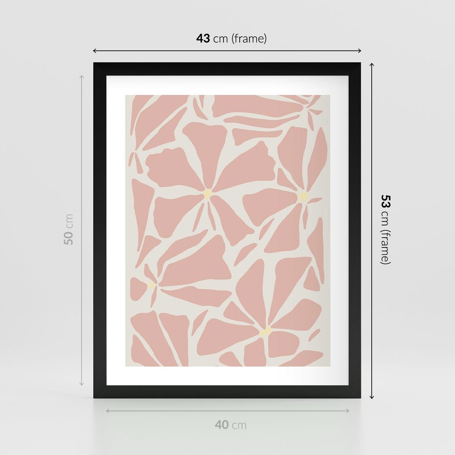 Plakat w ramie 40x50 - Akwarelowe Promienie - abstrakcyjne boho kwiaty, kompozycja - rama czarna