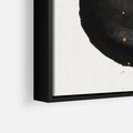 Obraz w ramie 50x50 - Wnętrza Marzeń - abstrakcyjna czarna plama, rozsiane pomarańczowe kropki - rama czarna