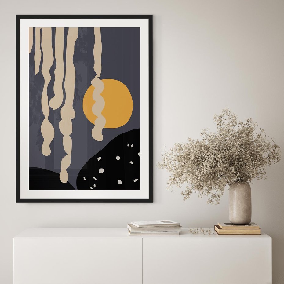 Plakat w ramie 50x70 - Intrygujący Mrok - ciemny, mroczny plakat - rama czarna