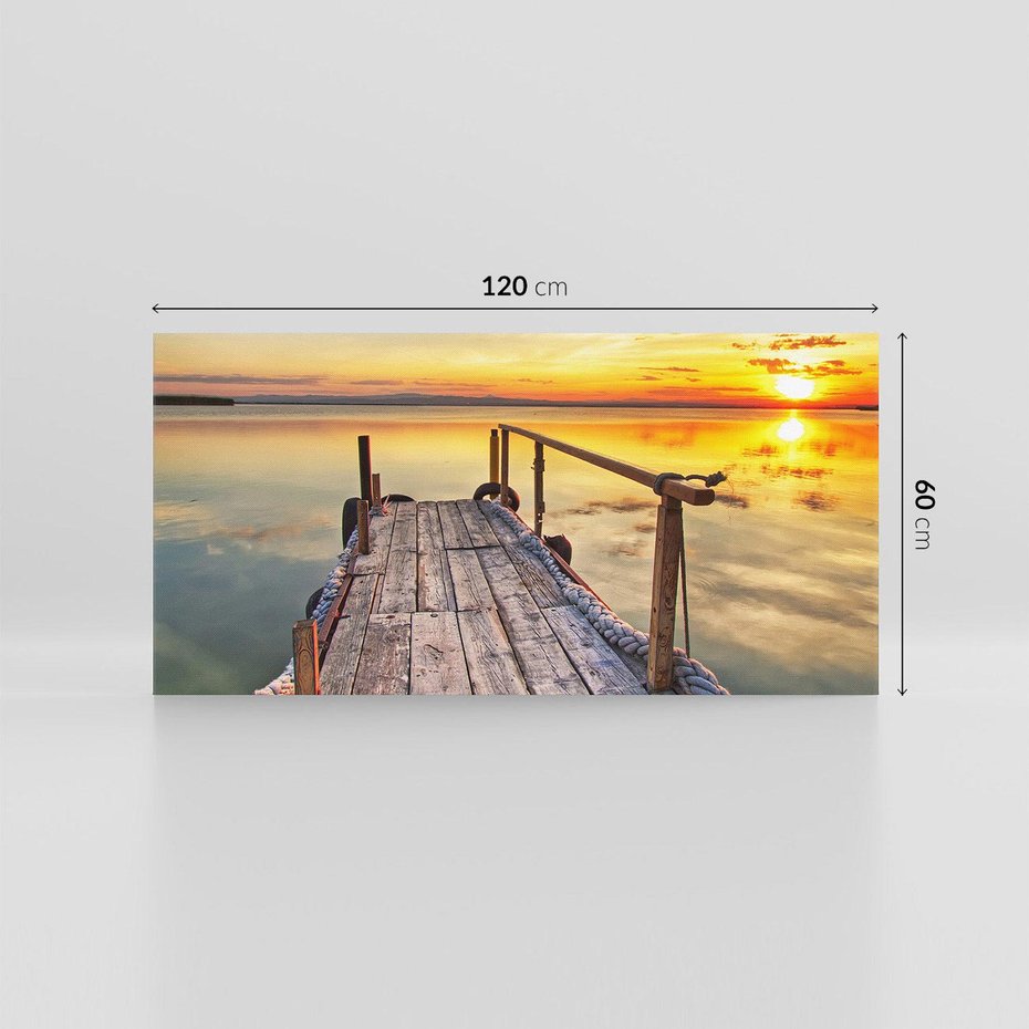 Obraz na płótnie 120x60 - Spokojny pomost nad jeziorem - pomost, jezioro