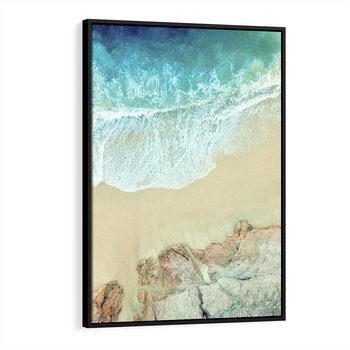 Obraz w ramie 50x70 - Turkusowe Skrzydła - morze, plaża - rama czarna