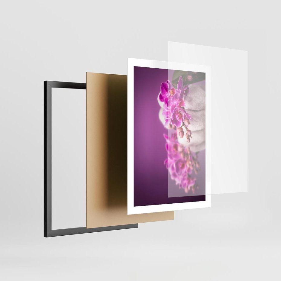 Plakat w ramie 50x70 - Relaksująca orchidea w spa - spa, orchidea - rama czarna