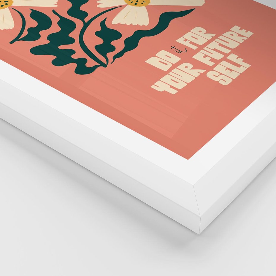 Plakat w ramie 40x50 - Mgliste Refleksje - nowoczesny plakat, różowe tło - rama biała