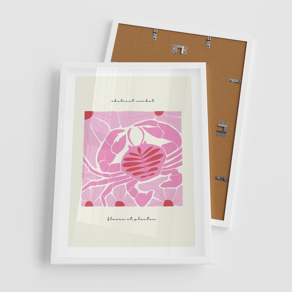 Plakat w ramie 50x70 - Rozświetlone Impresje - abstrakcyjny plakat, krab - rama biała