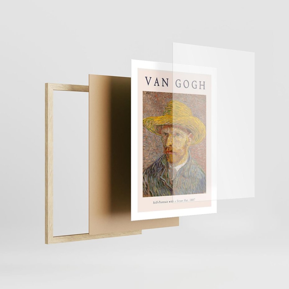 Plakat w ramie 50x70 - Autoportret van Gogha - van gogh, autoportret - rama drewno