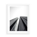 Plakat w ramie 50x70 - Monochromatyczna Wizja - architektura, wysoki wieżowiec - rama biała