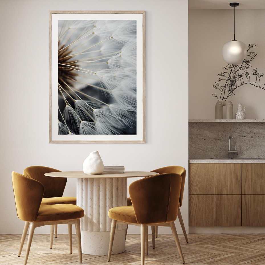 Plakat w ramie 30x40 - Dmuchawce w Naturze - dmuchawiec, zbliżenie - rama drewno