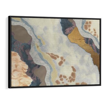 Obraz w ramie 100x70 - Melancholijne oddechy pędzla - abstrakcyjne formy, zgaszone kolory - rama czarna