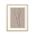 Plakat w ramie 40x50 - Intrygujące Szkice - mnimalistyczny akt kobiecy, beżowa tonacja - rama drewno