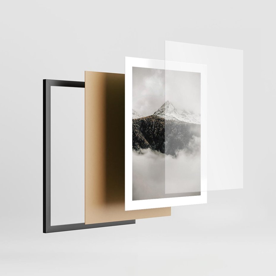Plakat w ramie 30x40 - Zimowa Wielkość - górski krajobraz, zima w górach - rama czarna