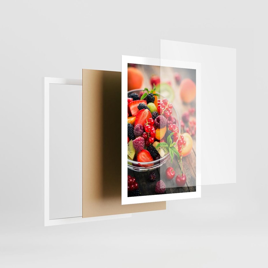 Plakat w ramie 50x70 - Smakowite Porywy - owoce, jedzenie - rama biała