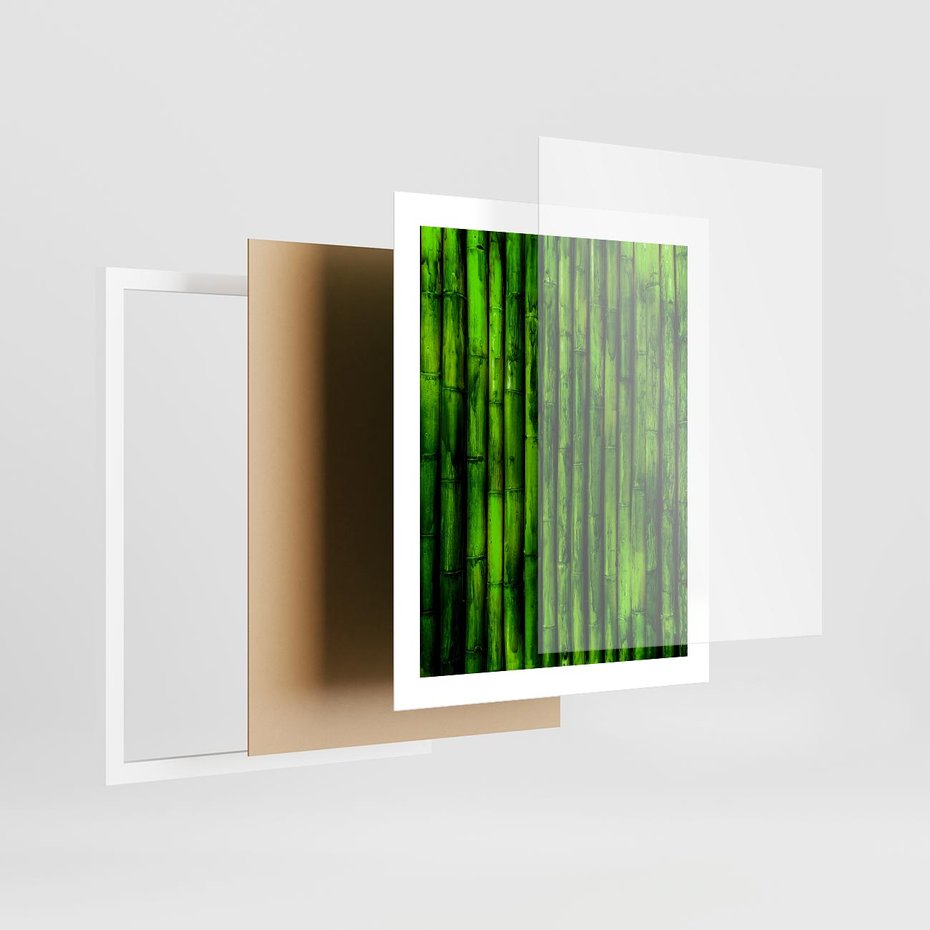 Plakat w ramie 40x50 - Bambusowy urok zielonej harmonii - bambus, zieleń - rama biała