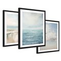 Zestaw obrazy w ramie 30x40 galeria - morze, niebo, akwarela, plaża - rama czarna