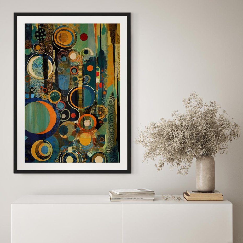 Plakat bez ramy 21x30 - Wibracje Wymyślnych Form - abstrakcyjny obraz, mnogość kolorów