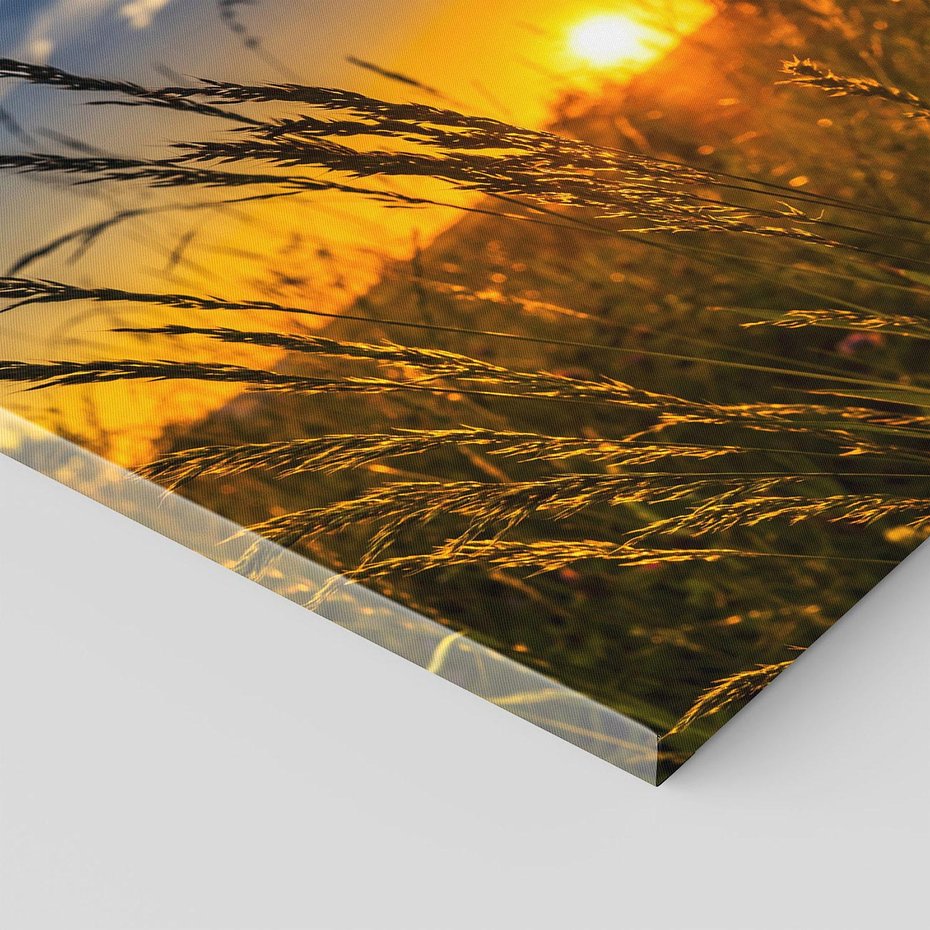 Obraz na płótnie 30x30 - "Zachód Słońca, Łąka - Magiczna Aura - zachód, słońca