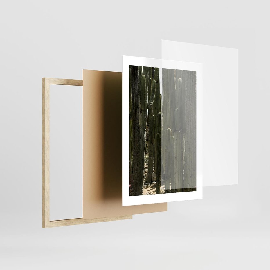 Plakat w ramie 30x40 - Wyjątkowy Klimat Boho - kaktusy, pustynia - rama drewno