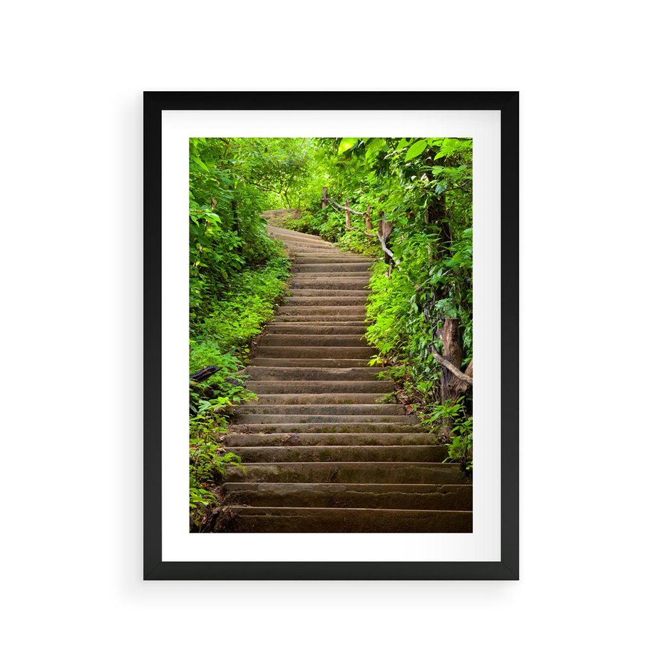 Plakat w ramie 30x40 - Magia Leśnej Ścieżki - ścieżka, w lesie - rama czarna