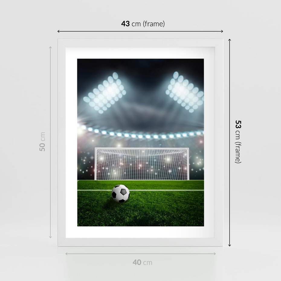 Plakat w ramie 40x50 - Strzał do bramki - piłka, nożna - rama biała