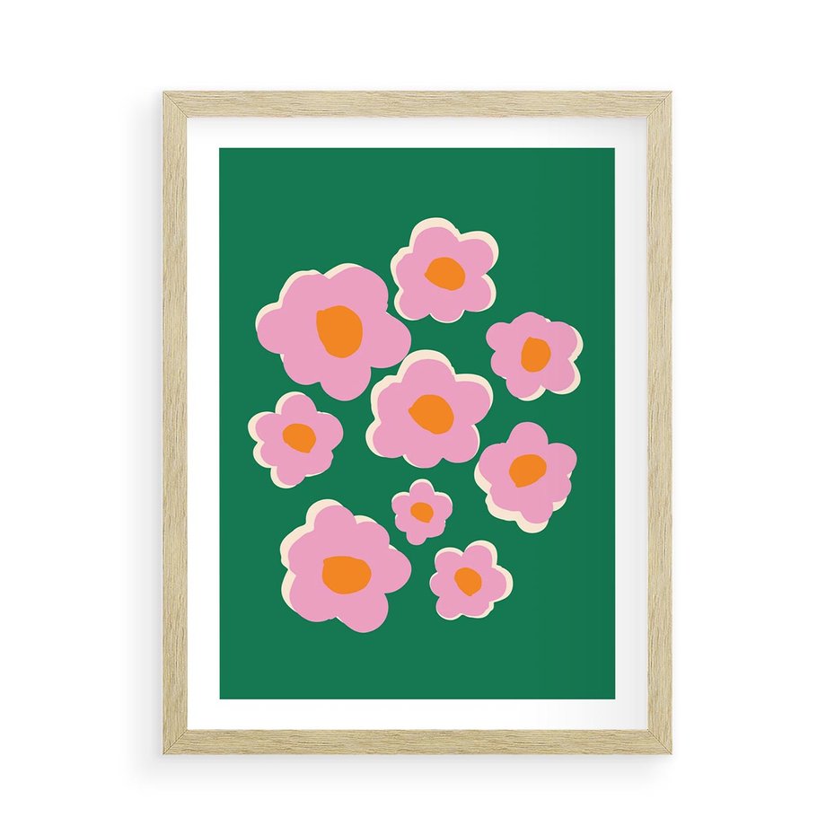 Plakat w ramie 50x70 - Przenikające Refleksje - abstrakcyjny plakat, boho styl - rama drewno