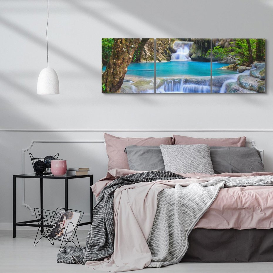 Obraz na płótnie 120x40 - Siła Rzeki i Urok Wodospadu - rzeka, wodospad