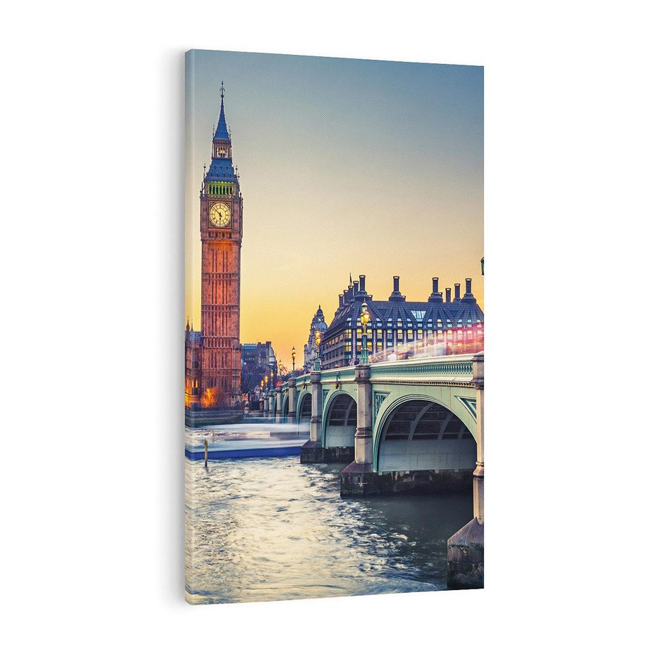 Obraz na płótnie 80x120 - Magiczny Londyn: Tamiza i Big Ben - Londyn, Tamiza