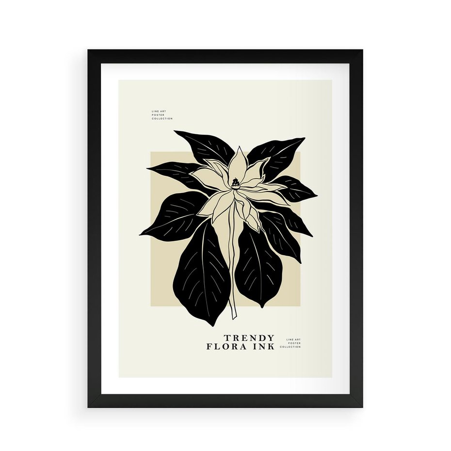 Plakat w ramie 50x70 - Melancholia przerywanych linii - wiaty, typografia - rama czarna